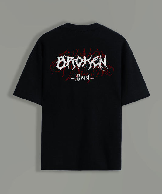 Oversized Cotton Broken Beast Round Neck T-Shirt